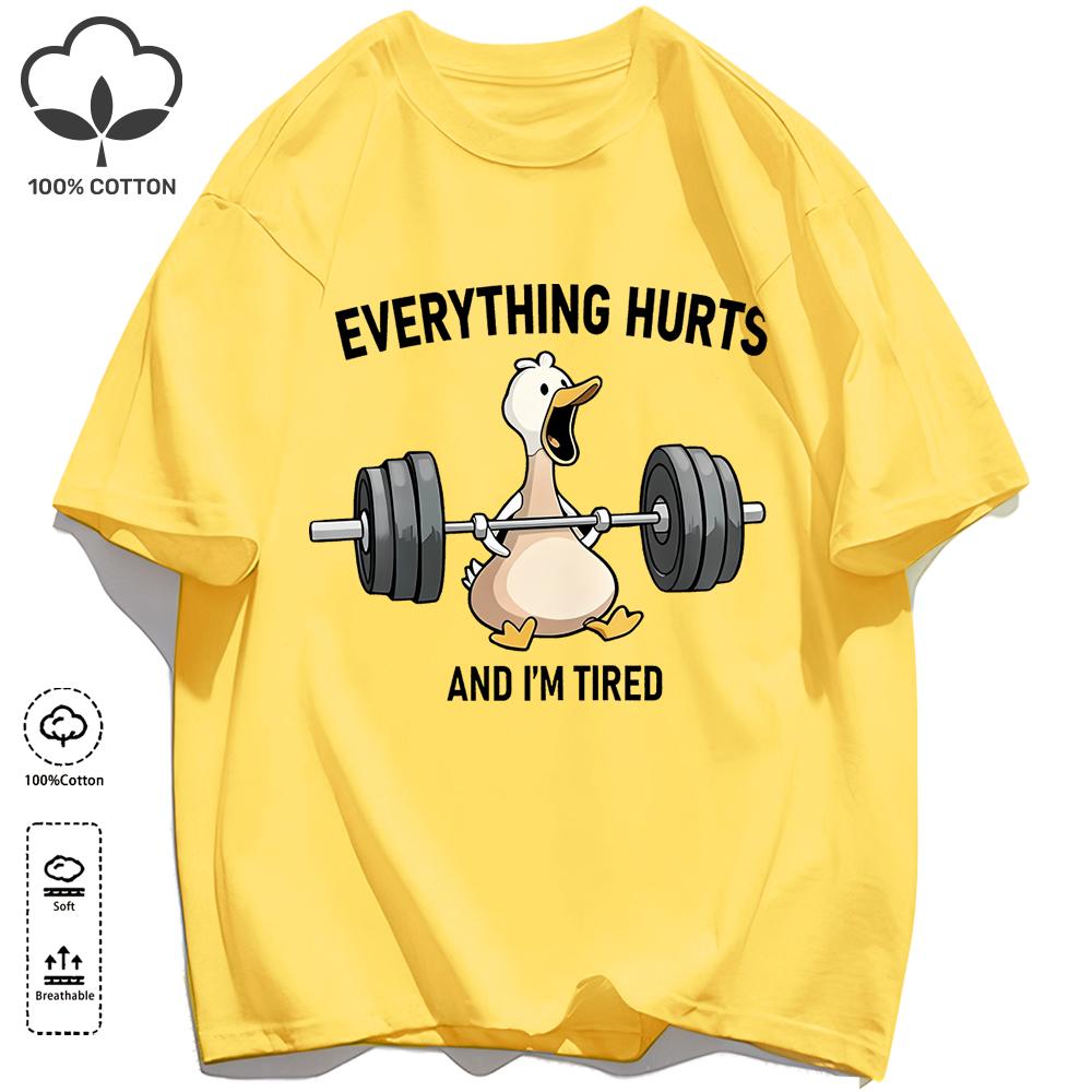 The Great Goose Striving For Fitness T-Shirt Unisex Loose Cotton Tee Trendy Summer Short Sleeve Unisex All-Match Hip Hop Clothing