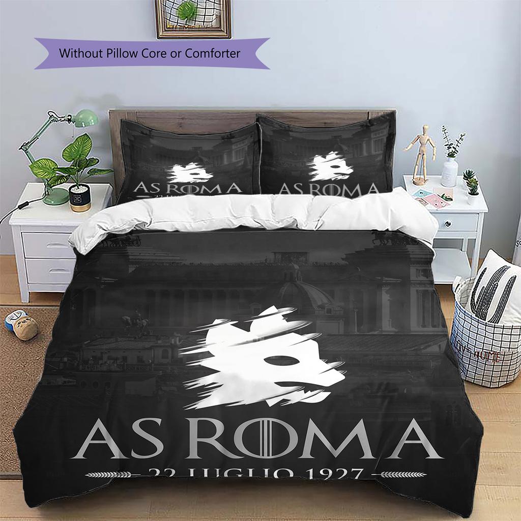 AS Roma con Sfondo Colosseo Set Copripiumino con Fantasia Decorazione per la Casa Regalo (1 * copripiumino + 2 * federe senza imbottitura)