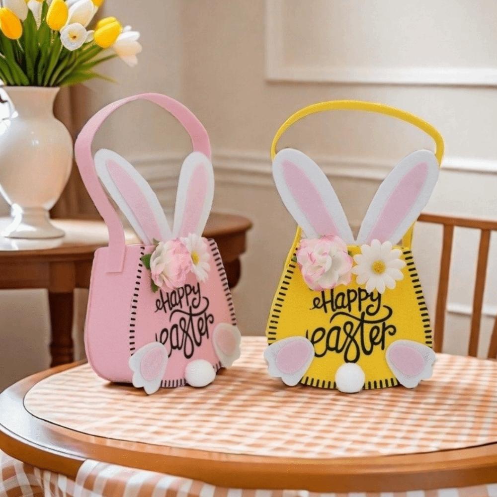 Rabbit Ear Bunny Decoration Bag Exquisite Storage Tote Reusable Easter Tote Bag  Spring Festival