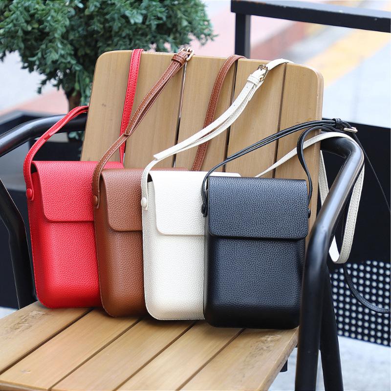 Retro High-End Lychee Pattern Vertical Mobile Phone Bag Women'S Fashion Versatile And Lightweight Single Shoulder Crossbody Small Square Bag