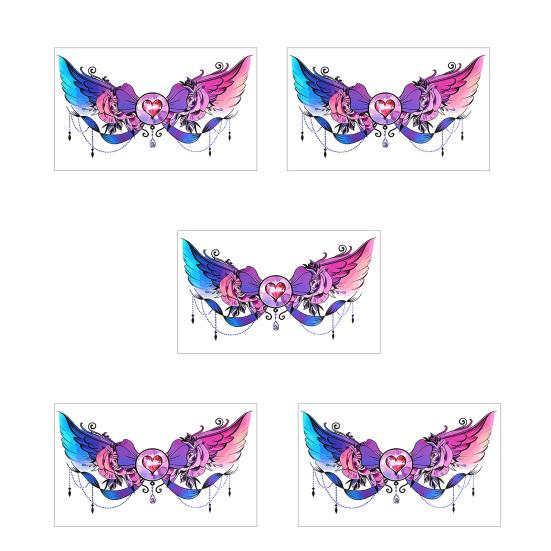 5 Sheets Colorful Butterfly Flower Tattoo Stickers, Waterproof Temporary Body Art, Hypoallergenic Floral Chest Back Decals for Women Girls