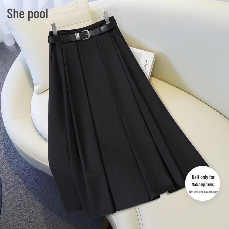 Women s High-Waisted Pleated A-line Midi Skirt M