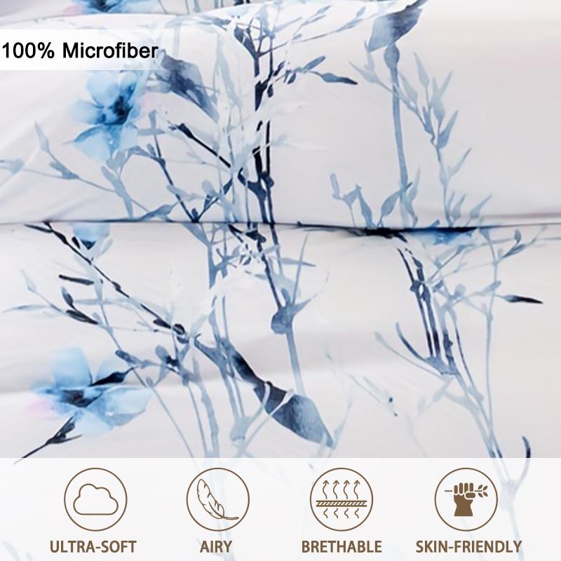 3pcs/set Leaf Floral Pattern Duvet Cover Set(1 Duvet Cover & 2 PillowcaseSoft And Skin-Friendly Duvet Cover Bedding Set