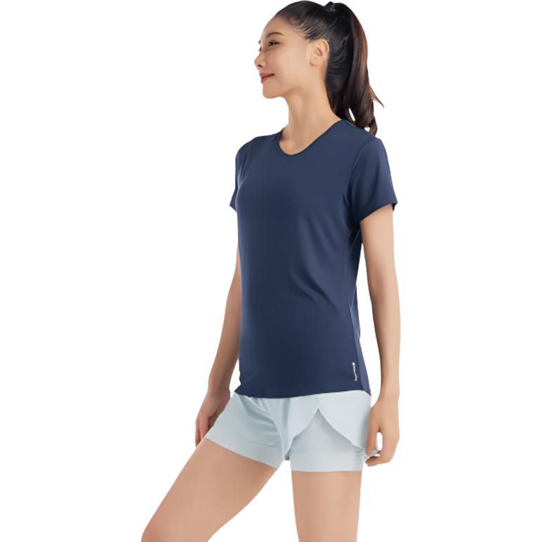 Decathlon Crew Neck Quick Dry Breathable Short Sleeve T-Shirt Women's Dark Blue