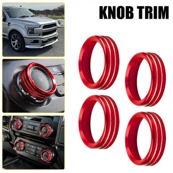 

Air Condition Audio Switch Knob Trim Cover Red For 2015-20 Ford F150 Accessori N