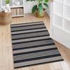Indoor/Outdoor Rug - Black & Beige Checks/Stripes - Weather - Resistant, Non - Slip - Patio/Living Room Decor - HomeDecor
