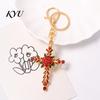 Decorative Rose Keychain Retro Rhinestone Keychain, Golden Plated Alloy Key Ring for Purse Charm Men Women, Pendant Handbags Backpacks Decoration Zinc