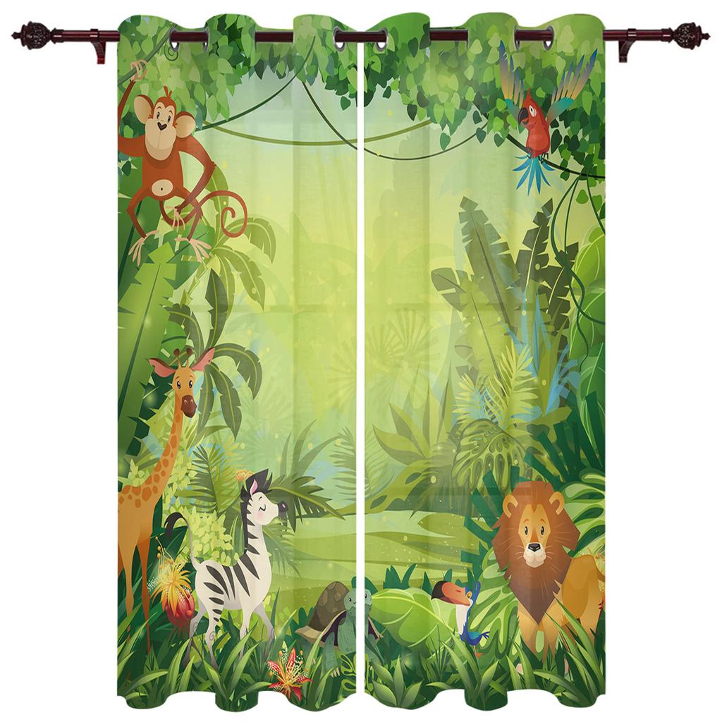 Forest Cartoon Animal Giraffe Child Window Curtains Home Decor Living Room Curtains Kitchen Drapes Panel Curtains for Bedroom