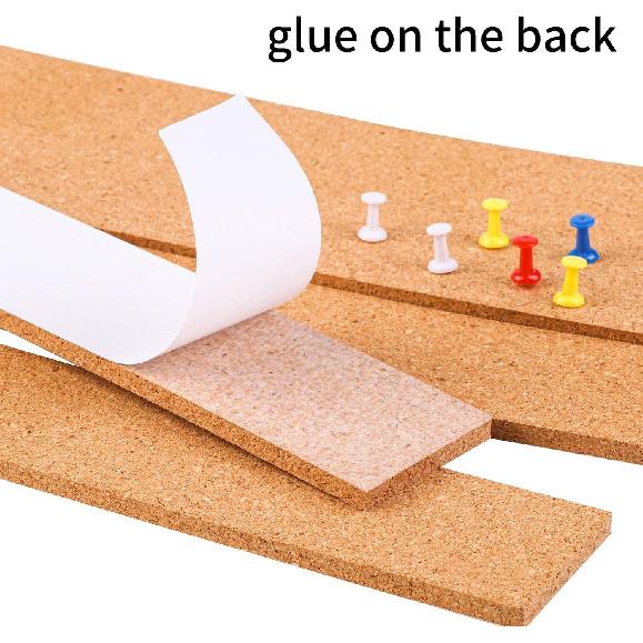 Cooraby 12 Pack Cork Strips 15 X 2 Inch Frameless Self-Adhesive Cork Board with 40 Pieces Cork Board P for Classroom Office