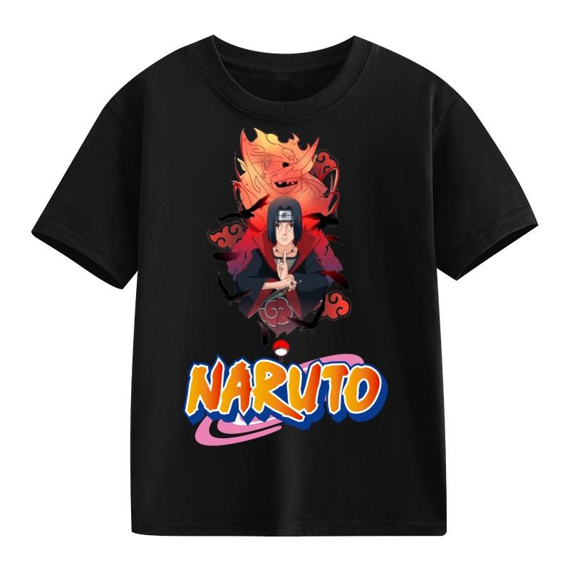 Maglietta Naruto Bambini Uzumaki Uchiha Sasuke Hatake Kakashi Stampa Personaggio Anime Cotone Manica Corta Ragazzi Ragazze Top Rotondi Larghi