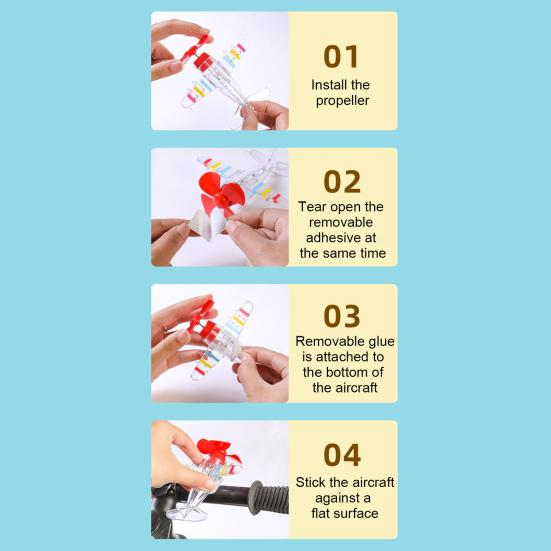 Opptrekkbart Lekefly med LED-lys Enkelt oppsett Vinddrevet Bilpynt Elektrisk Bil Styreanheng Gave til Luftfartsentusiaster