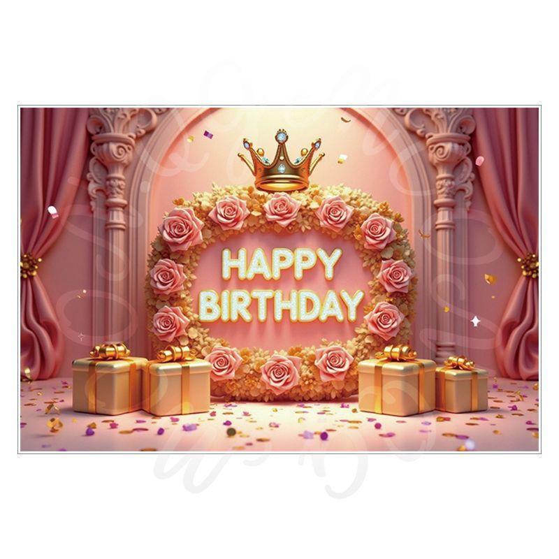 Pink Birthday Theme Party Decoration Backdrop Cloth - Party Decoration Scene Background Wall Hanging