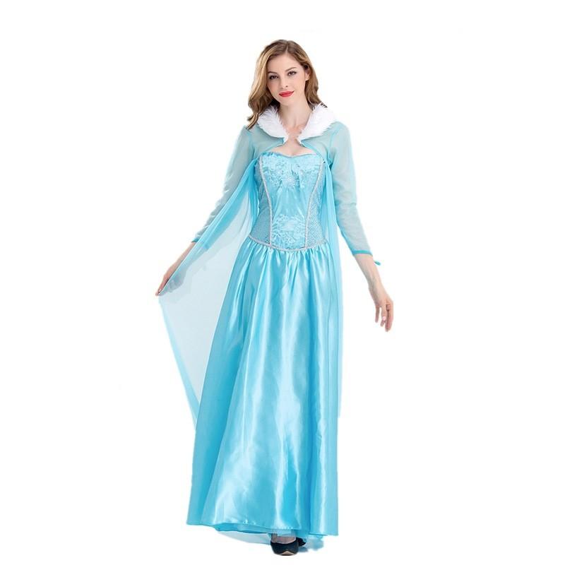 

Elsa Queen Frozen Costume Cosplay Women Role Play Dress Halloween Party Fashion 2XL