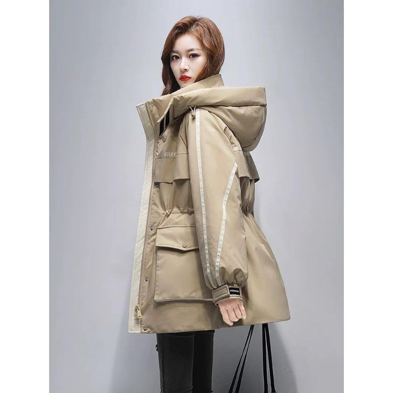 Abrigo Largo Acolchado de Moda para Mujer Cálido Ropa de Trabajo Chaqueta Parka Ajustada Invierno Algodón Ropa Exterior Moda