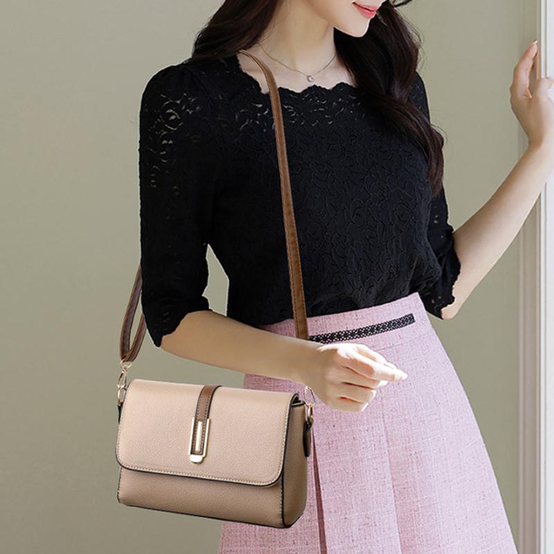 Women's Stylish Bag Soft Leather Crossbody Shoulder Bag Solid Color Premium Women's Messenger Shoulder Bag