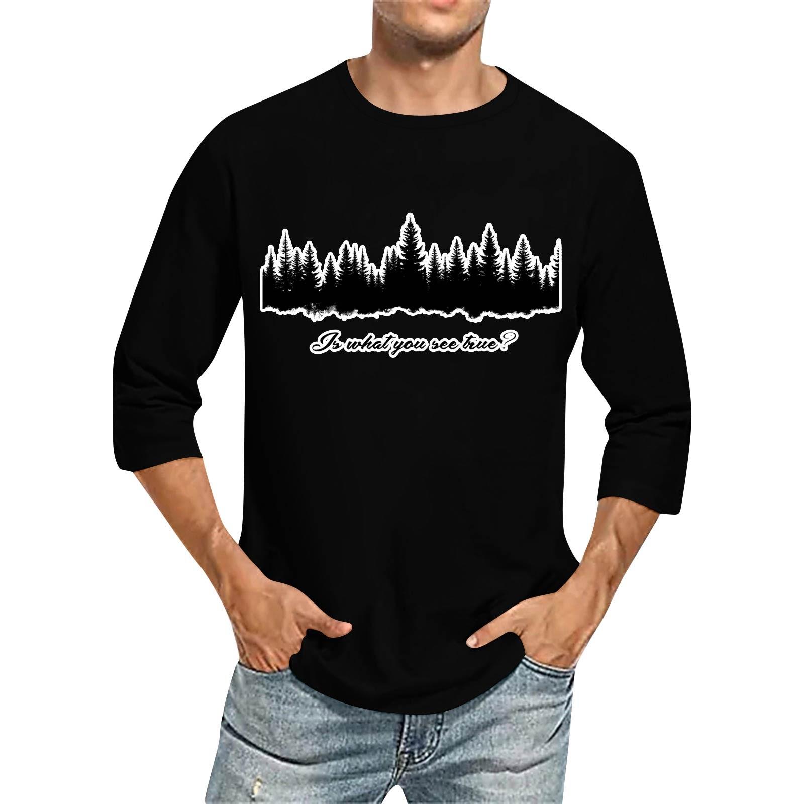 

Мужская повседневная модная футболка с круглым вырезом и рукавом три четверти S чёрный