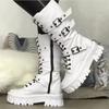 Women's Autumn Uk Style Boots Mid-high Heels Punk Attitude Long Tube Knight Boots Rubber Upper