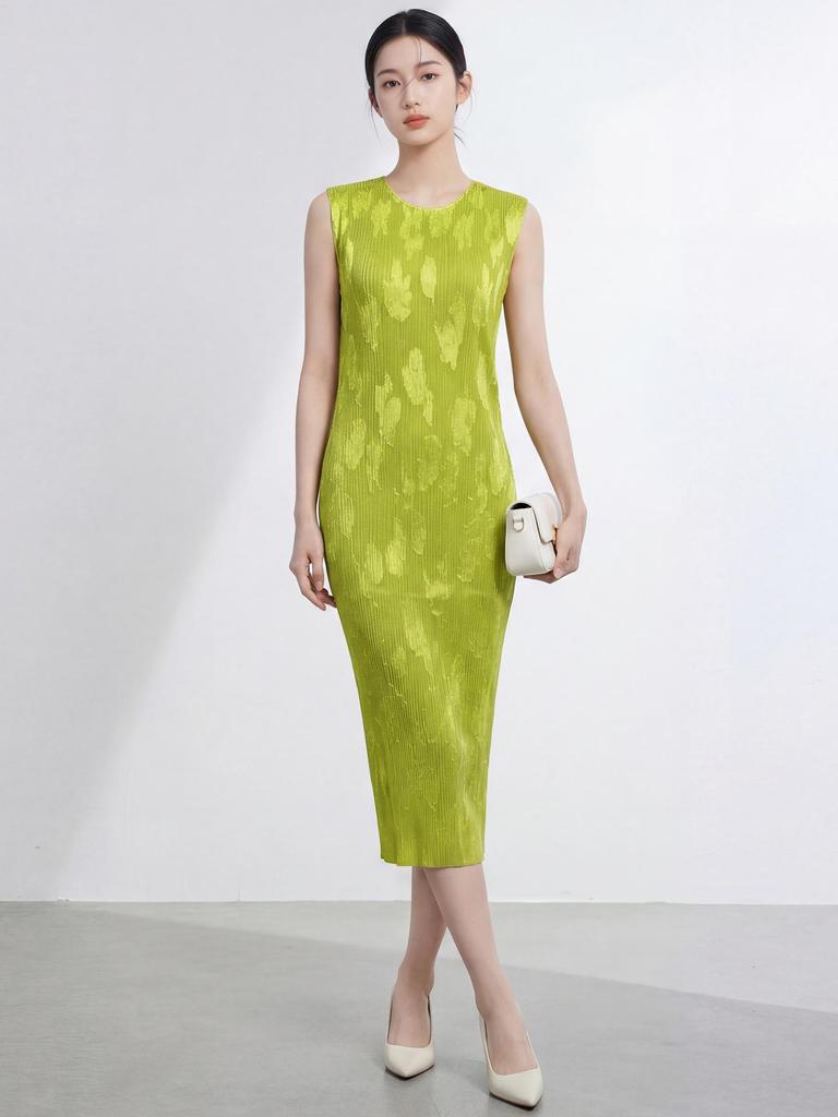 2026 Summer High-End Socialite Goddess Style Sleeveless Miyake Dress