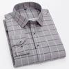 Mens Dress Shirts Striped Long Sleeve Plaid Checked Shirt Smart Casual Business Non-Ironing Korean Slim Fit Formal Blue White