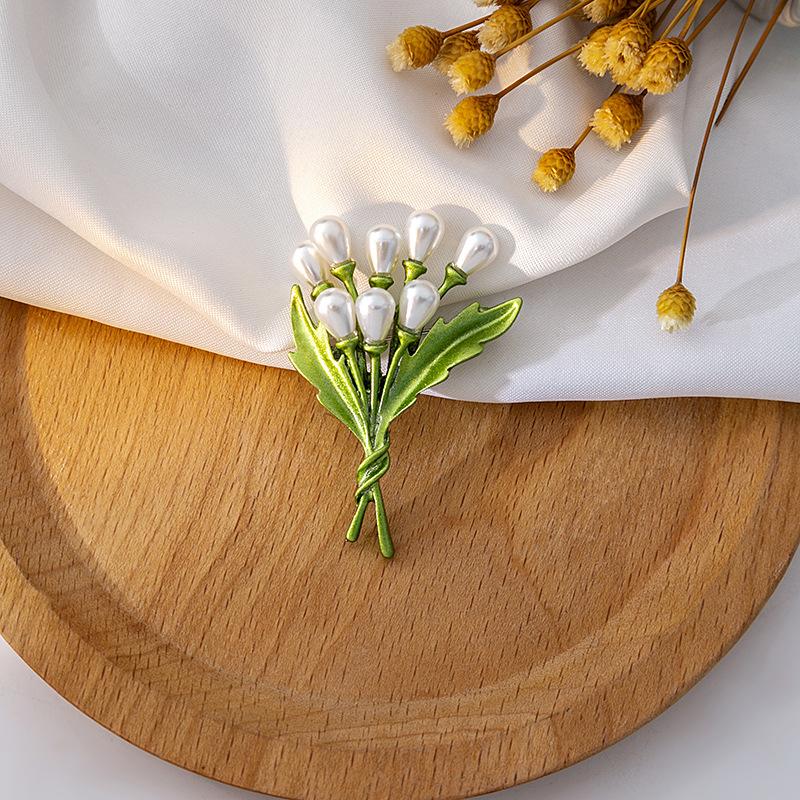 Dámské vintage květinové perlové brože špendlíky palácový smalt rostlinná brož špendlík korsáž dáma svatební párty elegantní odznaky šperky