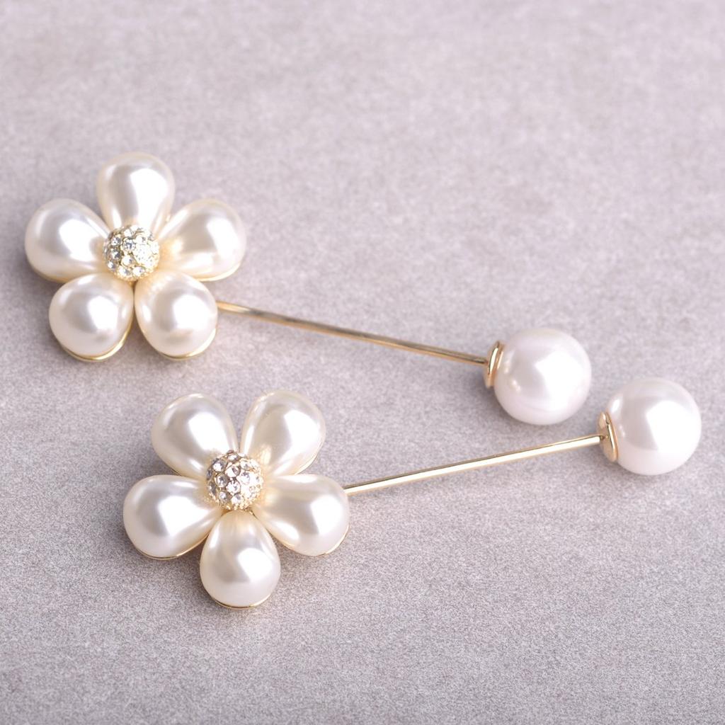 MECHOSEN Pearl Flower Brooch Pin Petal Antique Graduation Ceremony Opening Ceremony Day Gift Day Present Day Day Stylish Scarf Pin Stole Pin Tuck Pin