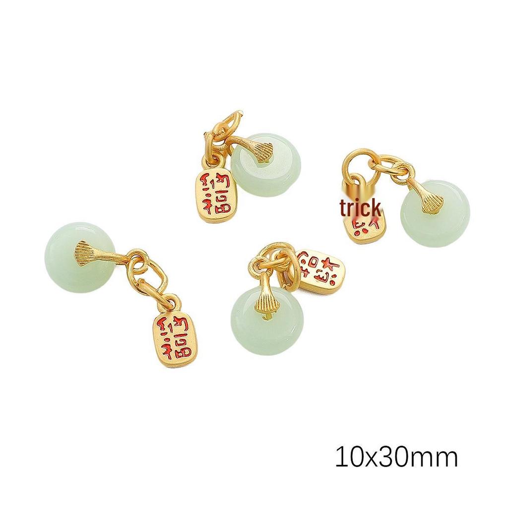 Pozlacené prolamované korálky s kočičím okem a imitací nefritu pro výrobu šperků DIY