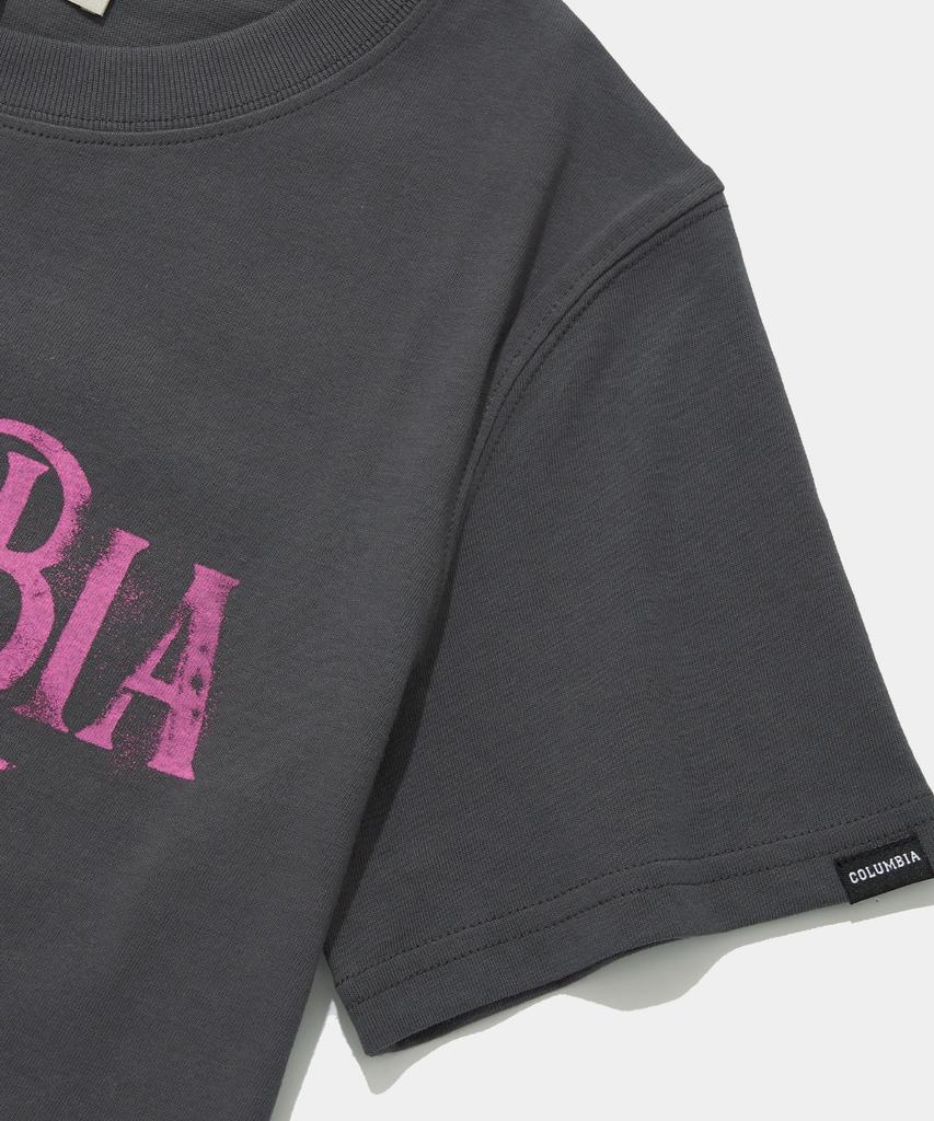 COLUMBIA UNIVERSITY Uni Women Curved Slim-Fit S/S T-Shirts_Charcoal