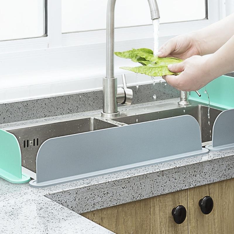 Kitchen Sink Water Splashes Guard Silicone Splashes Protector with Suction Cup Reusable Dish Washing Baffles Board Enduring