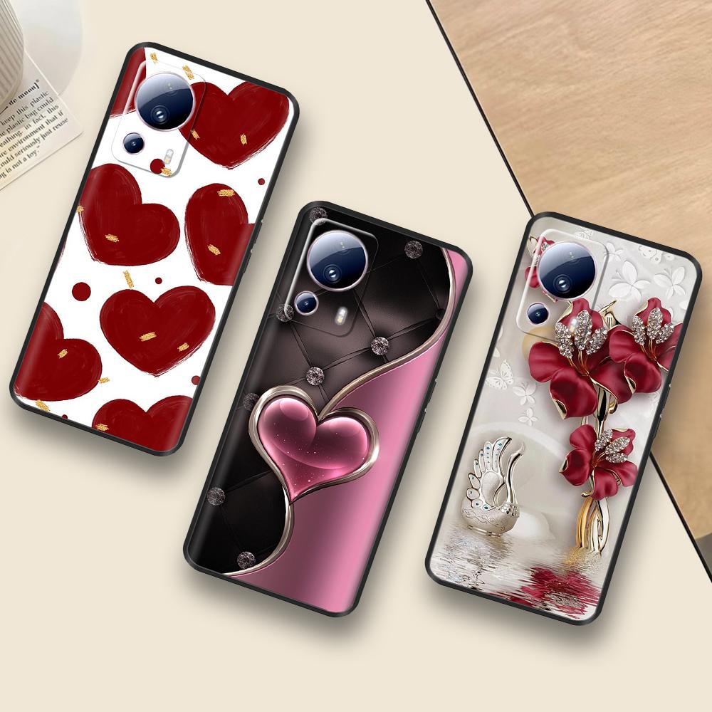 For Xiaomi 13 Lite Case For Xiaomi Mi 13 Lite 5G Flower Soft Liquid Silicone Cover For Xiaomi13lite Protection Back Cover Fundas