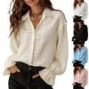 Blouse Mode Femme à Boutonnage Simple, Col, Panneaux en Dentelle, Manches Longues