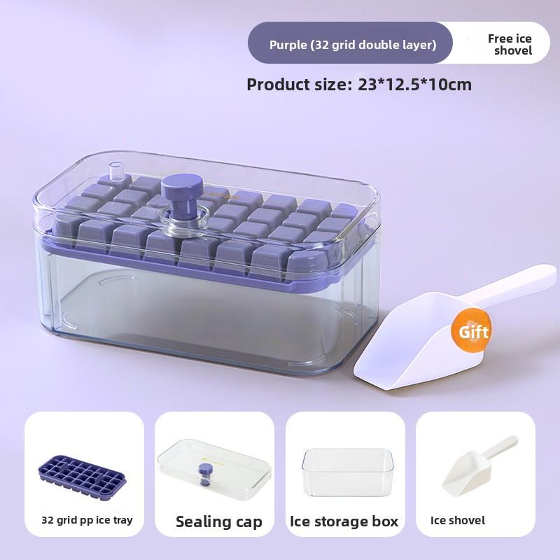 Press The Ice Cube Tray, Ice Cube Mold, Ice Maker, Household Refrigerator Storage Cover, Homemade Ice Box