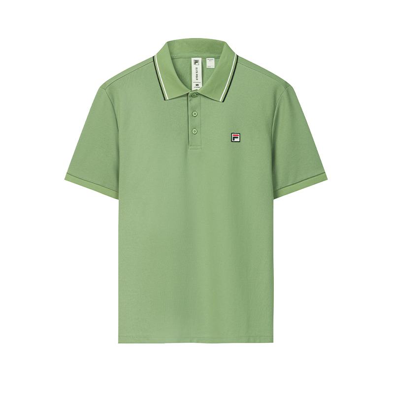 FILA Antibacterial Continuous Cool Feeling Versatile Simple Comfortable Casual Polo Shirt Men tops Light-Sand-Green F11M631102FGN M