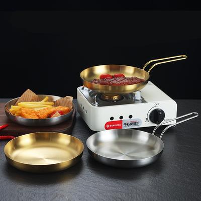 Langlebige Edelstahl Goldene Silber Bratpfanne Steakpfanne Braten Kochtöpfe Küchengeschirr Küchenkochgeschirr Zubehör