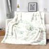 1pc Watercolor Sage Green Leaf Pattern Flannel Blanket - Elegant High-Quality Design, Comfortable for All Seasons, Cozy, Plush, Machine Washable, Idea