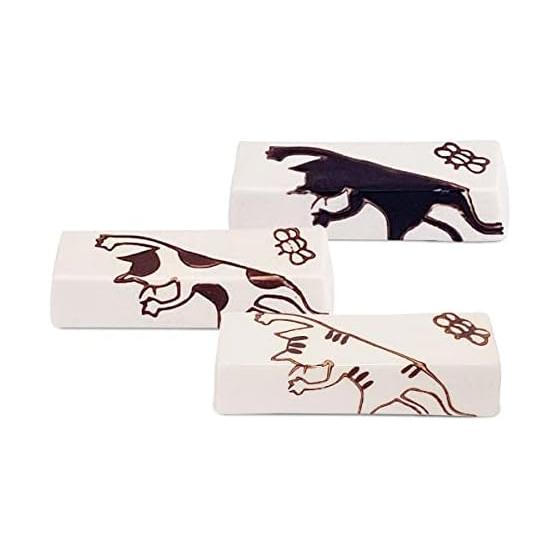 J-kitchens Kobo Sho~ Kitten Chopstick Rests 3-Piece Set (Mike, Tora, Kuro) - Hasami Ware, Made in Japan