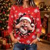 Women's Christmas Print Long Sleeve Neck Pullover Top