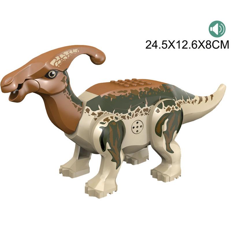 With Sound Assembled Building Blocks Dinosaur World T-Rex Velociraptor Triceratops Jurassic Animal Model Bricks Figure Toys Gift