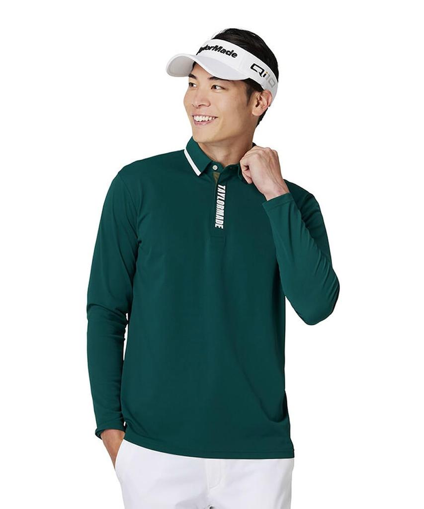 TaylorMade TM Basic Long Sleeve Polo Shirt, Green, Size M, Men's, 2024FW, UN340