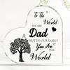 Dad Gifts From Daughter Son Wife -Tree of Love Design, Engravable Acrylic Heart Plaque, Father's Day/ Birthday Keepsake, Nurseries, Home Desk Living