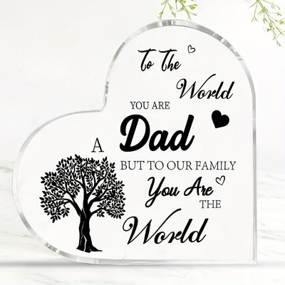 Geschenke für Papa von Tochter Sohn Frau - Baum der Liebe Design, Gravierbare Acryl-Herz-Plakette, Andenken zum Vatertag/Geburtstag, Kinderzimmer, Schreibtisch Zuhause Wohnzimmer
