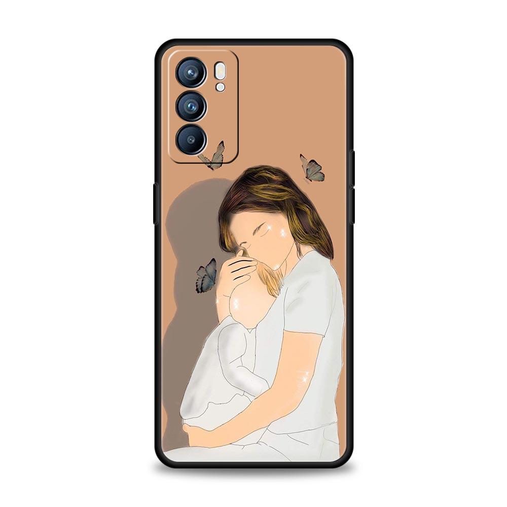 Baby Girl Mom Family Phone Case For Oppo Reno8 Reno7 Reno6 Pro A54 5G Find X6 X5 A53 A52 A9 A15 A95 A17 A16 A57 A31 Cover