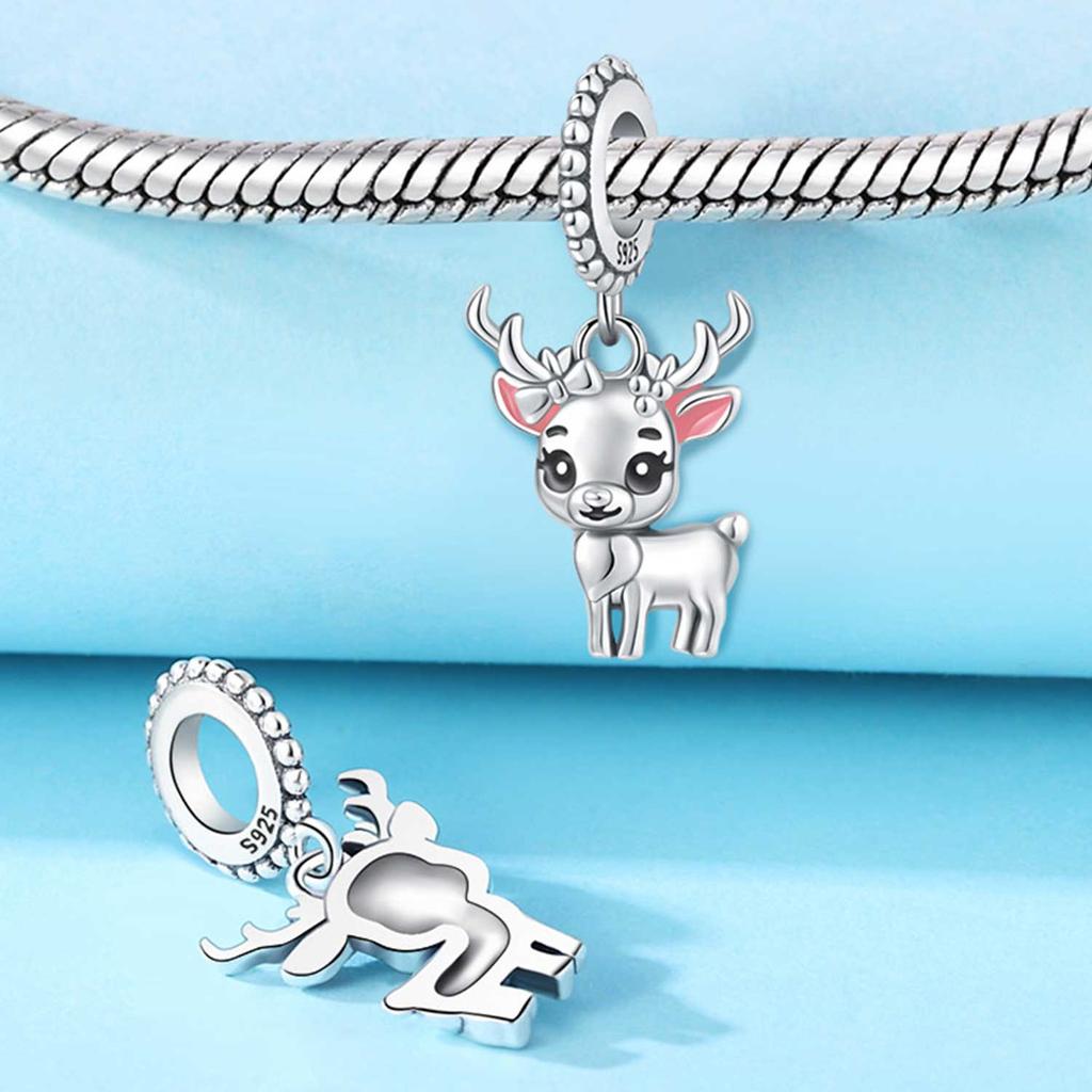 Kupfer Schneeflocke Weihnachtsbaum Rentier Süßigkeitenhaus Anhänger Perlen Marke Armband Exquisites DIY Schmuckherstellung Damen Geschenk