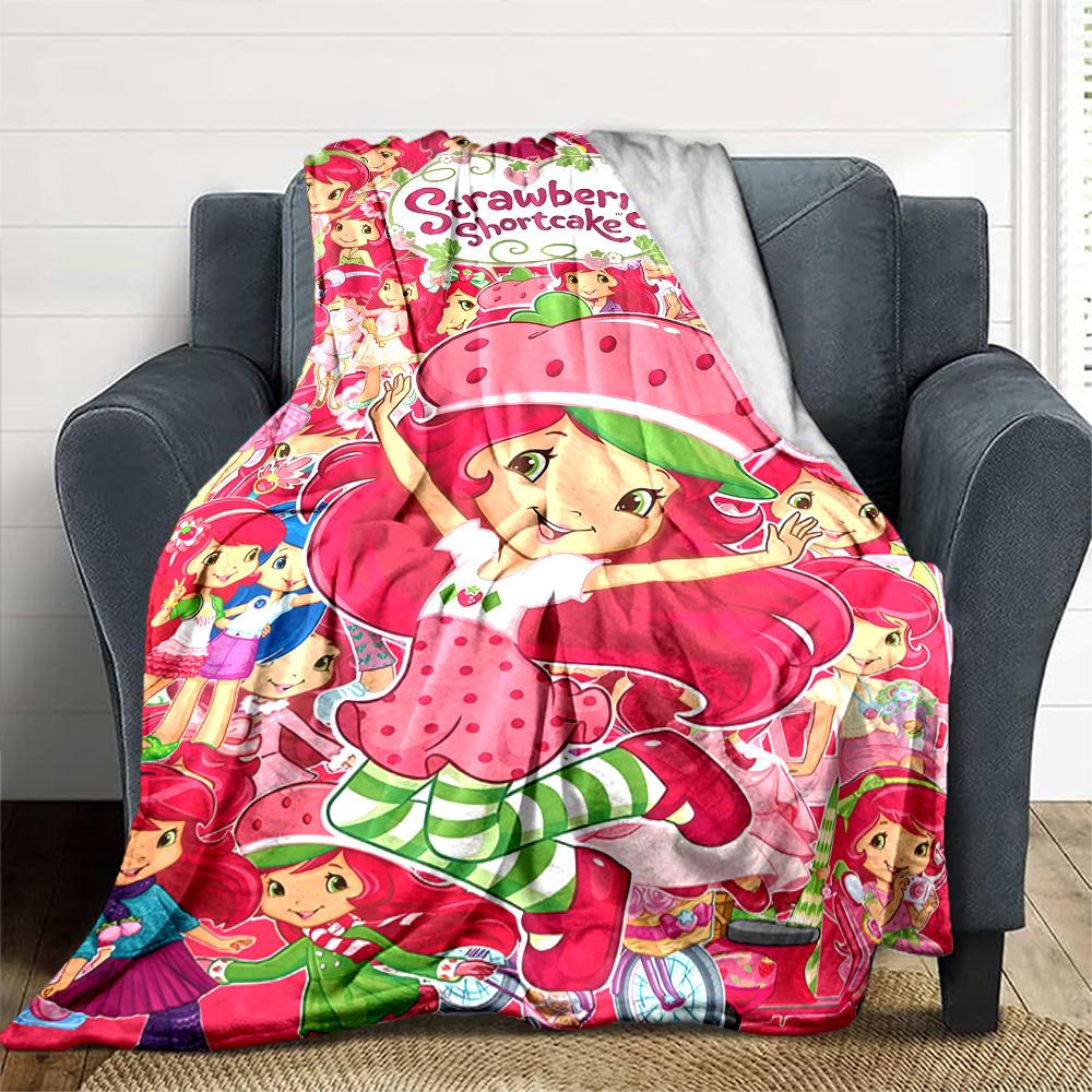 1pc Princess Strawberry3 Blanket, Gift, for Men and Women, Soft Blanket, Good for Sofa Bed Couch Travel, Lightweight Flannel Blanket