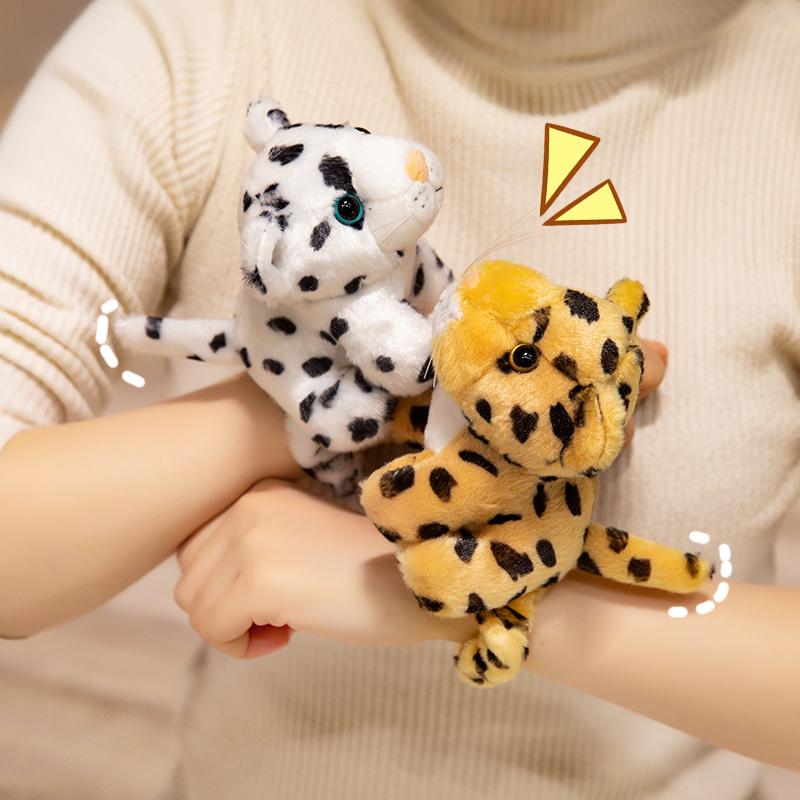Stofftier Panda Giraffe Leopard Tiger Elefant Klatscharmband für Kinder Handring Armband Weiches Plüsch-Handgelenk Kreatives Spielzeug Geschenk