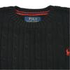 Polo Ralph Lauren Jednobarevný pletený svetr s copánkovým vzorem a kulatým výstřihem Dětský svetr Černý 323702674-061