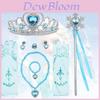 Children's Frozen Elsa Princess Plastic Crown Magic Wand Necklace Earrings Bow Gloves Set