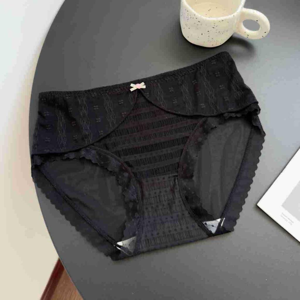 Wave Point Pleated Breathable Panties Pure Desire Style Lace Bow Sexy Women’s Panties