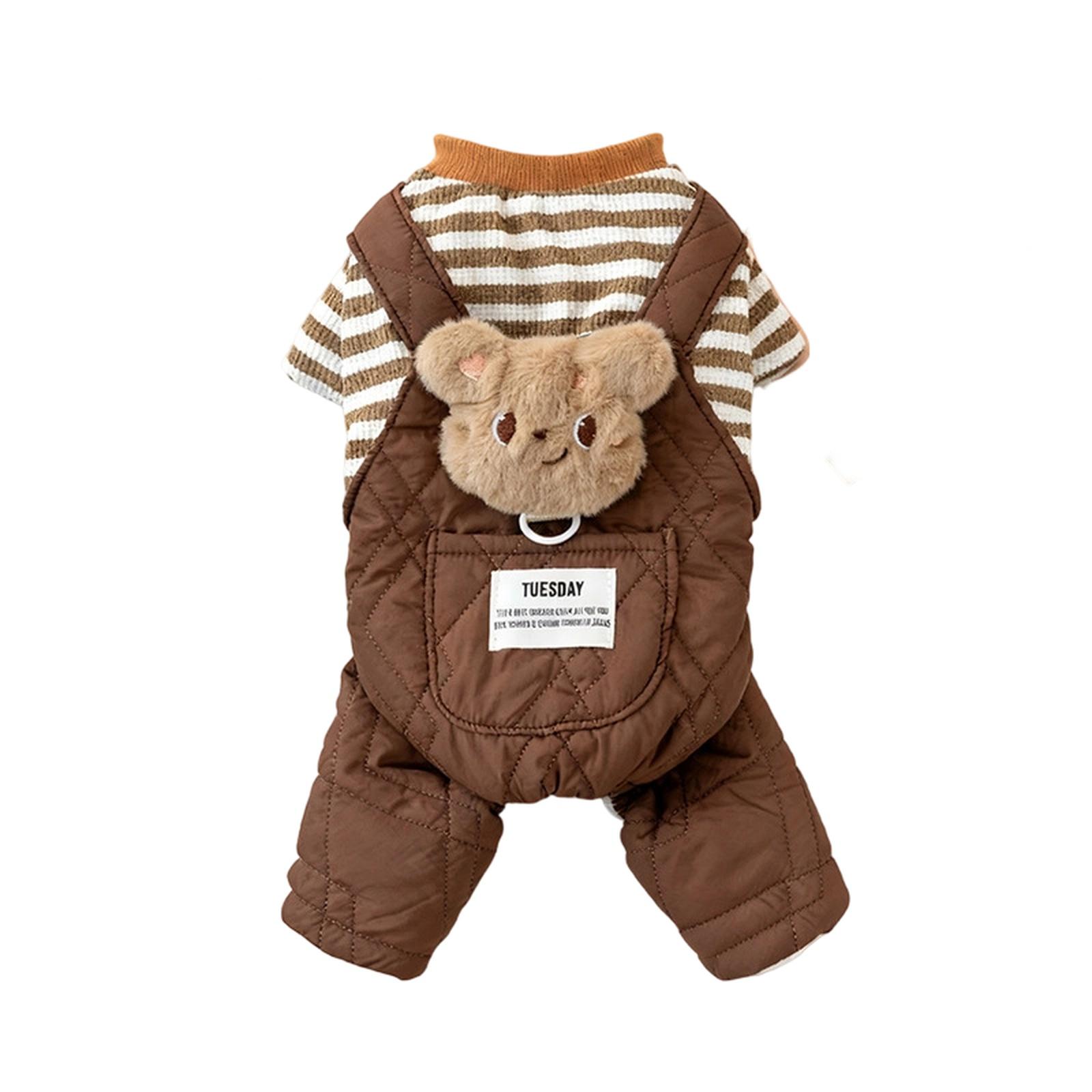 

Dog Winter Overalls: Thick 4-Legged Cartoon With Big Pocket For Small Dog (Teddy) XL