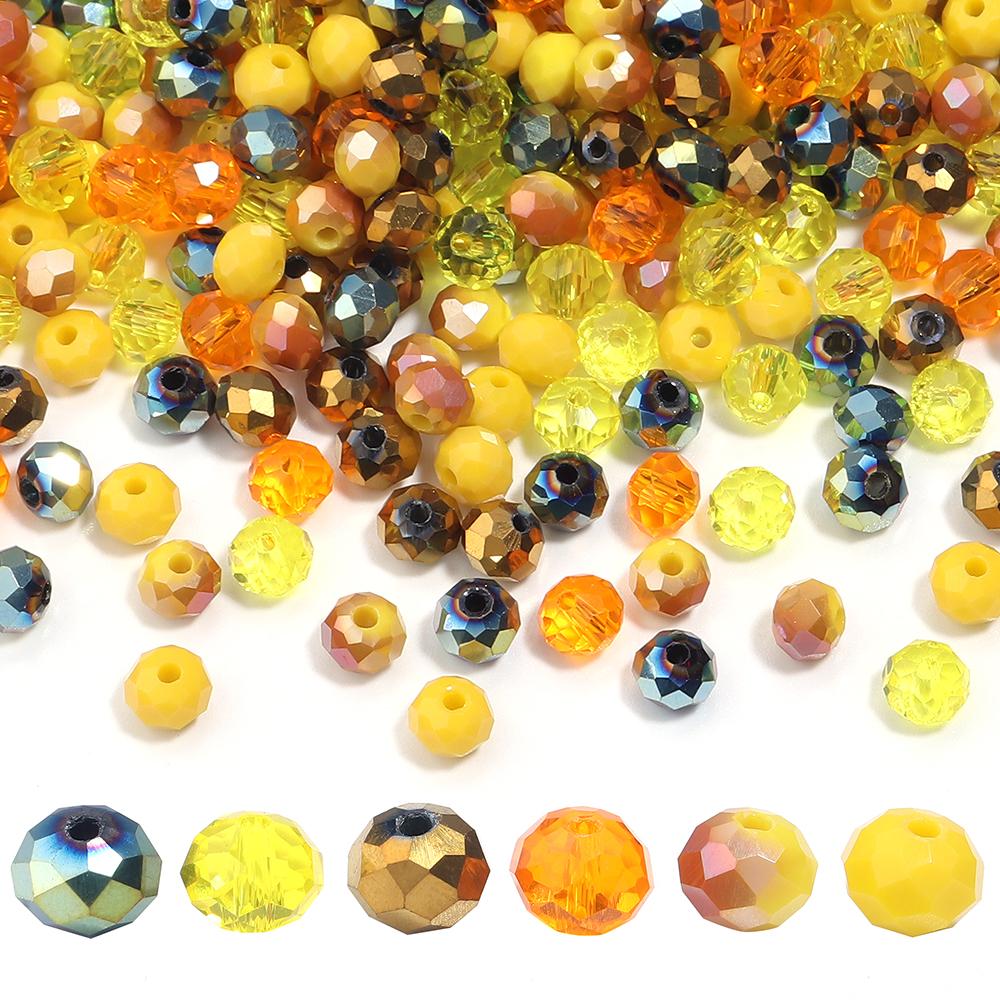 100-200pcs 4/6/8mm Mixed Color Crystal Beads Loose Spaced Flat Abacus Glass Beads For DIY Charms Bracelet Necklace Accessories