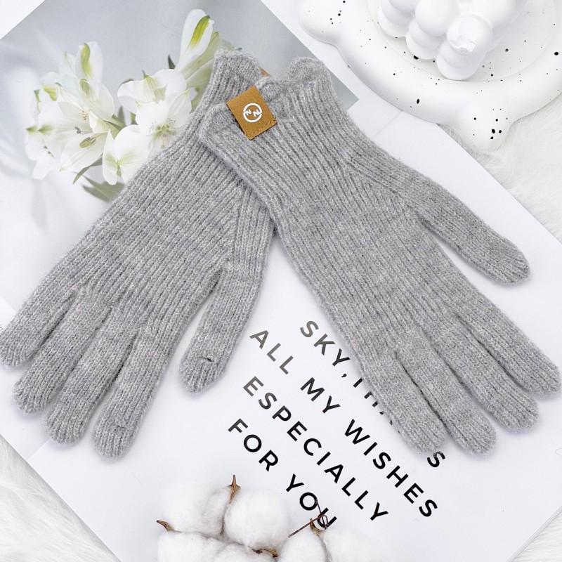 Warm Knitted Fleece-Lined Fingerless Gloves Women Winter Touchscreen Compatible Thick Wool Blend Mittens